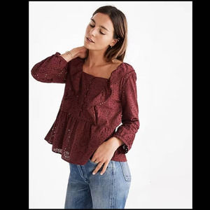 Madewell eyelet pom-pom top